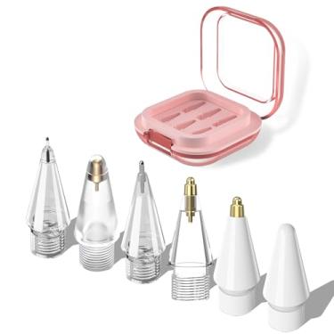 Imagem de Pontas de substituição para Apple Pencil Pro/2ª geração/1ª geração/USB C, pontas de caneta Apple Pencil recarregáveis atualizadas com capa, pacote com 6 pontas de caneta de iPad precisas resistentes