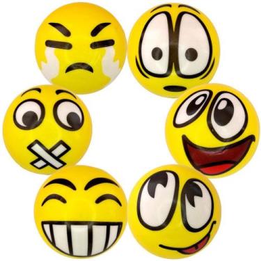 Imagem de Kit 3 Bolinha Anti Stress Apertar Relaxante Fisioterapia Emojis - Art 