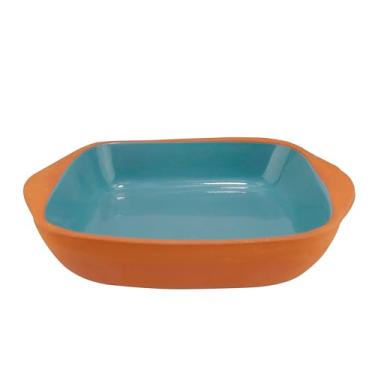 Imagem de Travessa Quadrada em Cerâmica com Alça 1,5L L23Xp23Xa6,5Cm Turquesa L Hermitage - Full Fit