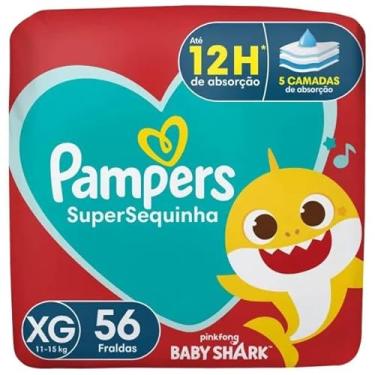 Imagem de Fralda Pampers SuperSequinha Baby Shark XG C/56