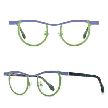 Imagem de VFDHN Armação de óculos de acetato de titânio para homens e mulheres (azul e verde C1)