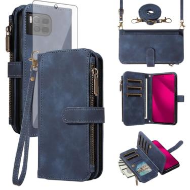 Imagem de Asuwish Capa para celular T-Mobile Revvl 7 Pro 5G com zíper carteira celular com protetor de tela de vidro temperado alça transversal flip suporte para cartão de crédito Tmobile T Mobile Revel Tmo