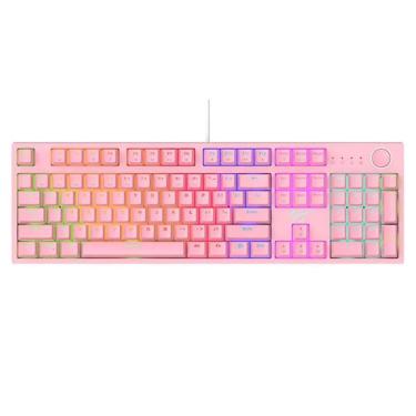 Imagem de Teclado Gamer Mecânico Havit KB871L, RGB, Rosa Quartz