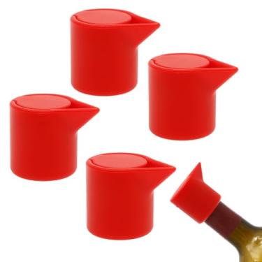 Imagem de Conjunto de rolha de vinho de silicone com 4 peças, vedação dupla, conjunto de rolha de champanhe de boa elasticidade, seladora de garrafa de bebida, reutilizável para cozinha doméstica