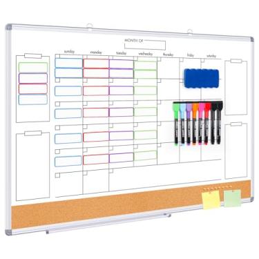 Imagem de TRIPOLLO Quadro branco de cortiça com calendário apagável a seco