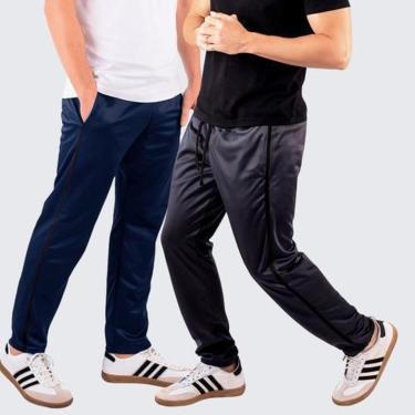 Imagem de Kit 2 Calça Slim Helanca Flanelada Com Listra Lateal Treino-Masculino