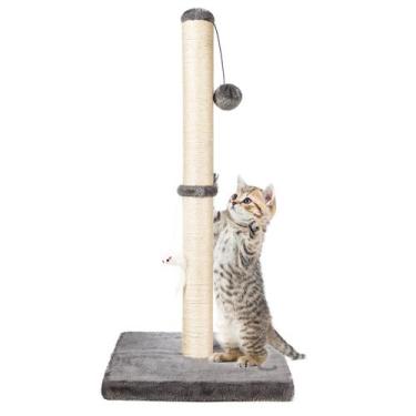 Imagem de Cat Scratching Post MeowHomm 81 cm de altura com bola suspensa cinza