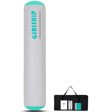 Imagem de GIRISHIP Para-choques infláveis de barco de 25 x 61 cm, para-lamas grandes para ancoragem, para-choques de barco para ancoragem com cordas de amarração, amortecedor de doca resistente para iate ou