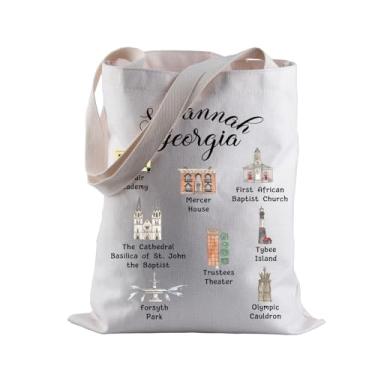 Imagem de BLUPARK Savannah City Bolsa de compras de viagem Savannahs Lover Trip Tote Bag para fãs, Savannah