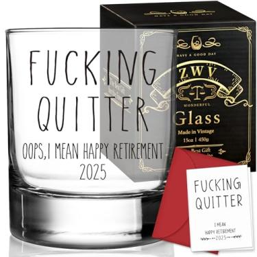 Imagem de ZWV F cking Quitter Oops I Mean Happy Retirement! Presentes de vidro de uísque 2025, presente de escritório sarcástico para colegas de trabalho, chefe, marido, pai - Presente de festa de aposentadoria