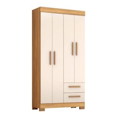 Imagem de Guarda Roupas Solteiro 4 Portas 2 Gavetas Malta Madeirado / Off White 