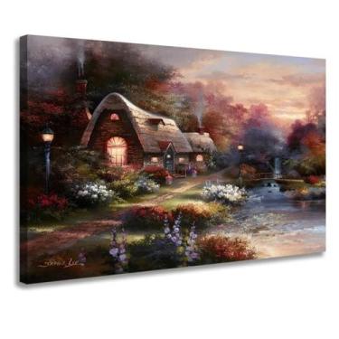 Imagem de Quadro Decorativo Paisagem Decoração Sala Escritório Moderno Borda Inf