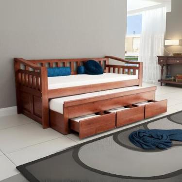 Imagem de Bicama 3 Gavetas Safira Cor Avelã + 2 Colchões Ortobom D28 - Bedroom O