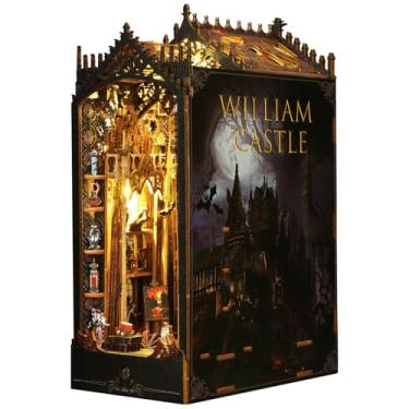 Imagem de Kit de recanto de livro requintado quebra-cabeça de madeira 3D Booknook bonito para decoração de beco sólido DIY modelo de canto de livro com móveis e luz LED modelo artístico de suporte de livro para