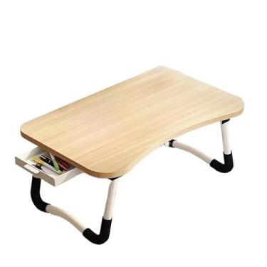 Imagem de Mesas Dobráveis portátil mesa especial para notebook adequado para escritório em casa jantar de estudo cama e outras cenas(MADEIRA COM GAVETA)