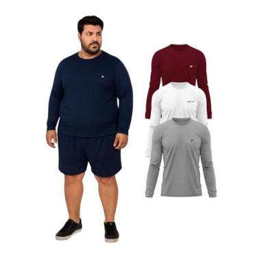 Imagem de Kit 3 Camisetas Manga Longa Com Proteção UV FPS50 Plus Size - Ast Stor