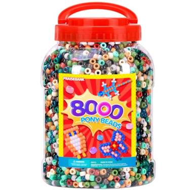 Imagem de Praisebank Contas de pônei, 8000 peças 6 x 9 mm, contas por atacado, pulseiras para fabricação de joias, artes e artesanato (tom de terra)