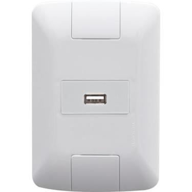 Imagem de Conjunto 4x2 com 1 Tomada USB Brilho 1,5 A Bivolt Tramontina Aria Bran