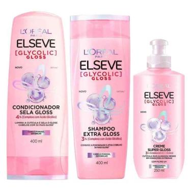Imagem de Elseve Glycolic Gloss Kit - Shampoo + Condicionador + Creme Super Glos