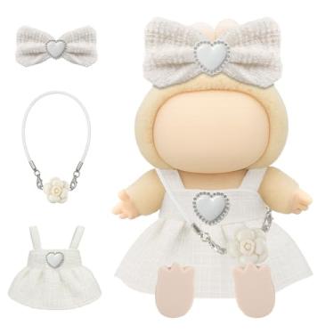 Imagem de Woplagyreat Cute Clothes for 17 cm Doll (NO Doll) Design Outfits Blind Mystery Box Accessories Case Cover Protector Bag Coke Display Charm Mini Big Into Energy Monster Gift (White)
