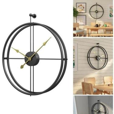 Imagem de Relógio De Parede 3D Preto Metal Design Europeu 50Cm