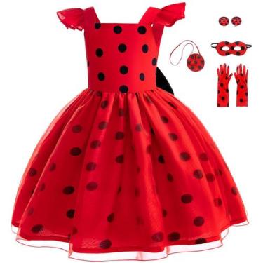 Imagem de Vestido de fantasia Stehen Ladybug para meninas, aniversário, Hallowee