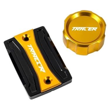 Imagem de Tampa do reservatório de fluido de freio dianteiro traseiro compatível com Tracer 900 7 700 GT 7gt 900gt 700gt 7/gt Tracer MT09 MT07 (tampas douradas)