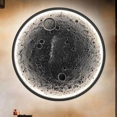 Imagem de Luminária de parede grande em formato de lua para quarto, luminária de parede LED regulável, contemporânea, para corredor, luminária de parede decorativa, luminária de parede infantil, para
