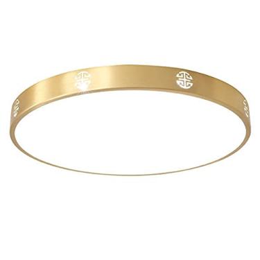 Imagem de Lustre, Lustre LED Luminária de teto embutida Luminária de teto redonda Tambor Luminária de teto embutida em acabamento em latão escovado Luz amarela compatível com cozinha Corredor Varanda