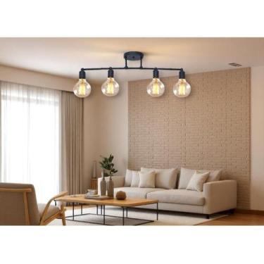 Imagem de Luminária de Teto Trilho Spot 4 Lâmpadas Moderno Industrial Articulada