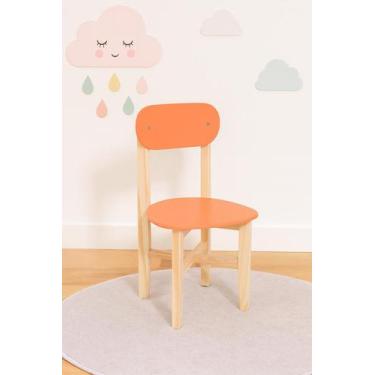 Imagem de Cadeira Colorê Infantil Assento e Encosto Laranja Base em Madeira Maci