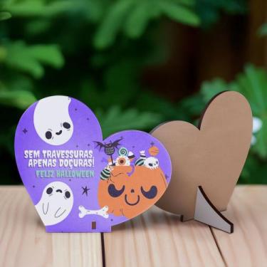 Imagem de Kit 50 Lembrancinhas Dia das Bruxas MDF Formato Coração - R9 Decor, Mo