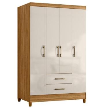 Imagem de Guarda Roupas Solteiro 4 Portas 2 Gavetas Armany Madeirado/Off White -