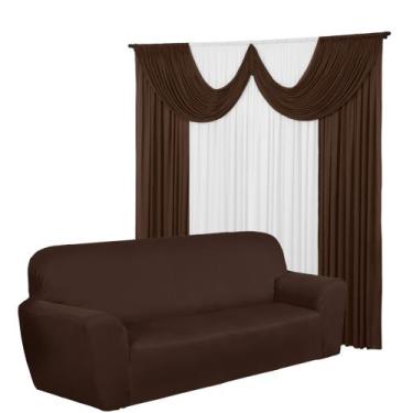 Imagem de Kit Cortina Paris 2 Metros + Capa de sofá Avulsa De 4 Lugares Malha Ge