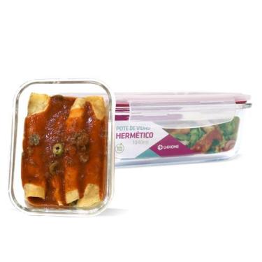 Imagem de KIT 2 Potes de Vidro Retangular com Tampa Hermética 1040ml - U4HOME, V