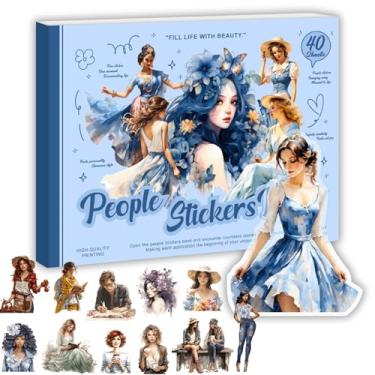 Imagem de 299 peças vintage pessoas adesivos livro para meninas aldult - 40 folhas kit de material de diário para agendamento, scrapbook, agendas, cartas, colagem, arte, artesanato, garrafa de água faça você