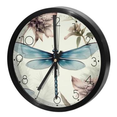 Imagem de LILINWAN Relógio de parede 24 cm sem tique-taque silencioso operado por bateria relógio de parede redondo moderno estilo simples decoração relógio para escritório/escola/quarto/sala de estar