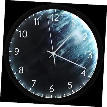 Imagem de TLTDSMY Planet Relógio de parede com controle de voz, relógio de parede, bateria sem tique-taque, relógio de parede, relógio de parede, digital, decoração de sala de estar, relógio decorativo