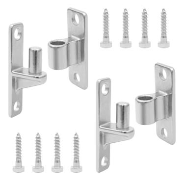 Imagem de 2 peças dobradiças de portão de aço inoxidável 304 uma peça dobradiças de cerca de madeira sem soldagem montagem na parede para portão de jardim cercas de madeira (prata, 2)