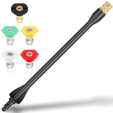 Imagem de Varinha de extensão de lavadora de pressão de spray ajustável com 5 pontas de bocal, fácil conexão, extensor de lavadora de energia eficiente para trabalhos de limpeza (preto)