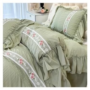 Imagem de Conjunto de capa de edredom de renda com bolhas de renda, tamanho Queen, capa de edredom e fronha (C 200 x 230 cm)