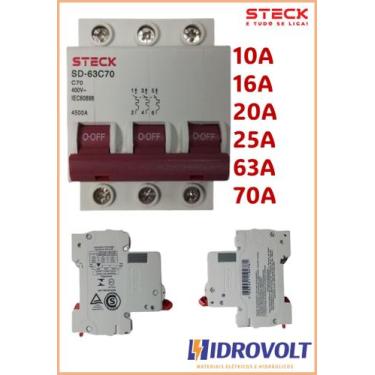 Imagem de Disjuntor Steck Tripolar 10a 16a 20a 25a 63a 70a Curva C