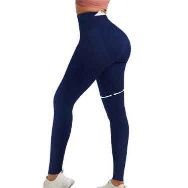 Imagem de Leggings Curvphilo XL/XXL Levanta Glúteos Cintura Alta Azul Marino