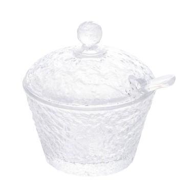 Imagem de Açucareiro de Cristal Martelado C/Colher Plástica Petra Transparente 11x10cm Lyor