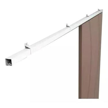 Imagem de Kit para Porta de Correr Trilho Dividido Roldana rolamentada Com tampa de Acabamento Completo (1,40para portas até 70cm,Branco)