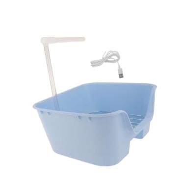 Imagem de Baoblaze Banho automático para pássaros, chuveiro com circulação automática de água, conveniente, elétrico, banheira para pássaros, brinquedo para banho de, Azul