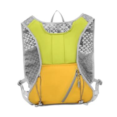 Imagem de RNXRZANK Colete de Hidratação com Mochila Respirável, Fivela Dupla, Tecido Oxford, Equipamento de Corrida com Faixas Refletivas, Adequado para Atividades Espor, Verde Amarelo