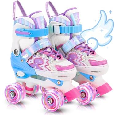 Imagem de Patins para meninas e crianças, patins ajustáveis PLIIMONA Toddler 4 tamanhos, todas as 8 rodas acendem – Iluminação divertida para meninas e meninos, patins para iniciantes para uso interno e externo