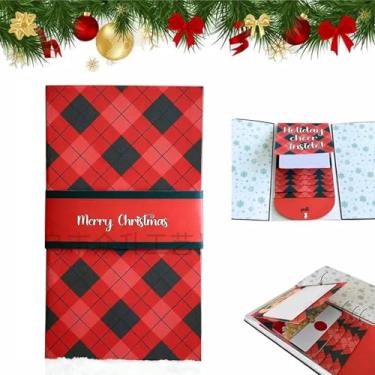 Imagem de Livreto de vale-presente de Natal feito à mão, com 5 painéis suspensos - Cartão de Natal interativo exclusivo e suporte para amigos da família