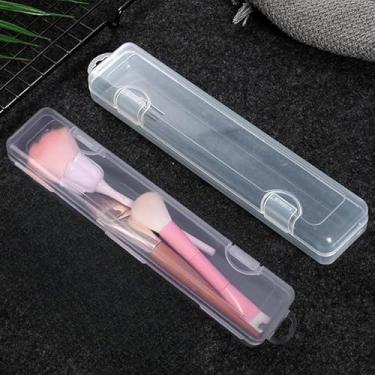 Imagem de Caixa organizadora de pincéis de maquiagem de plástico transparente, 2 peças, estojo portátil para lápis de sobrancelha, pauzinhos, utensílios de mesa, tamanho grande